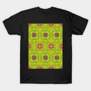 Pea Green, Purple and Grass Green Square Pattern - WelshDesignsTP004 T-Shirt